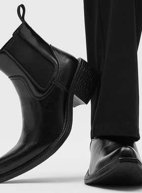 英伦风高帮尖头马丁靴休闲高跟巫师靴厚底切尔西靴