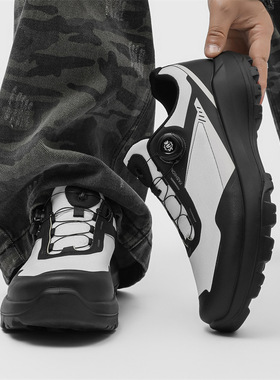 老爹鞋男款夏季透气休闲通勤男士鞋网面登山运动鞋白色