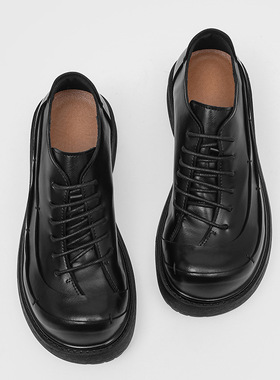 大头德比鞋男鞋休闲鞋百搭夏季新款时尚休闲小从厚底鞋黑色