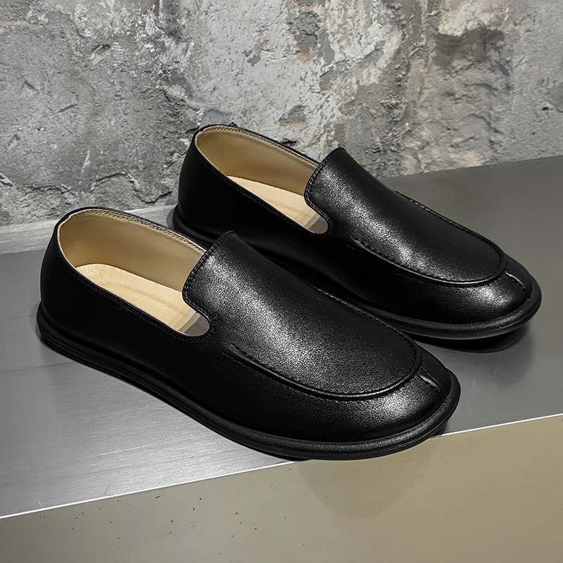 一脚蹬包头百搭慵懒乐福鞋通勤皮鞋平底潮流时尚青年