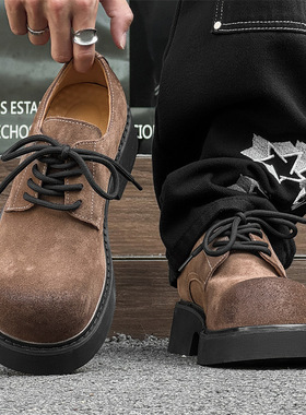 男士工装低帮大头鞋新款夏复古简约时尚灰色 棕色