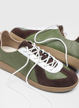 美式百搭小众日系复古平底运动休闲鞋德训鞋男款绿色