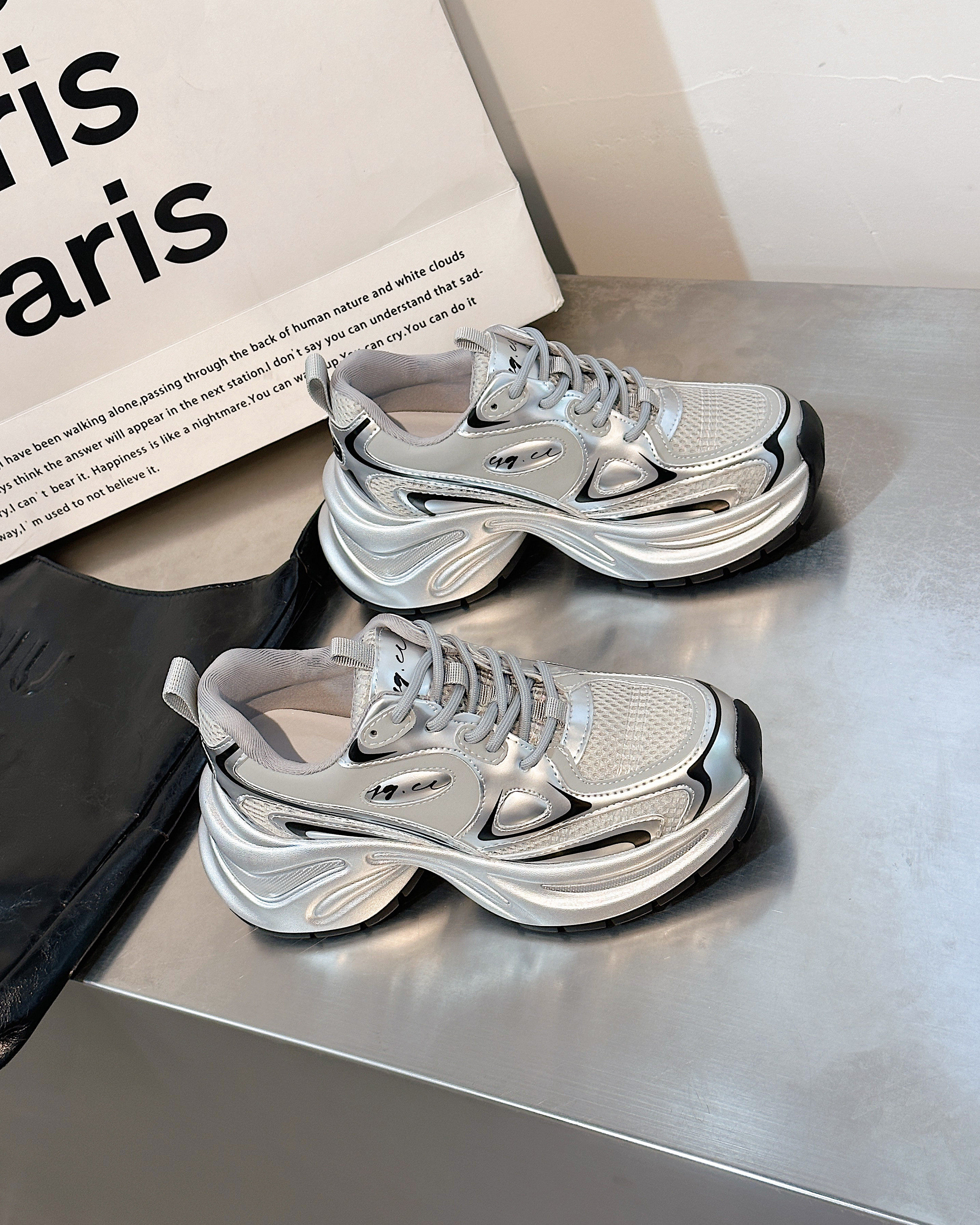 ggcc白鹿赵露思同款闪耀银河老爹鞋女复古厚底增高7cm运动休闲鞋