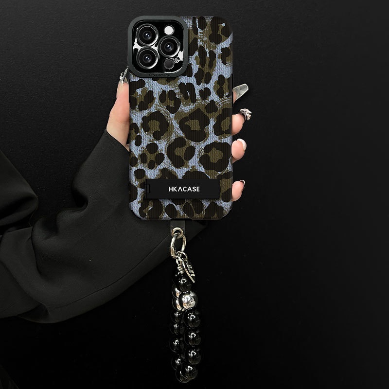 2025豹纹支架链条适用苹果16promax手机壳iphone13贴皮15软硅胶14