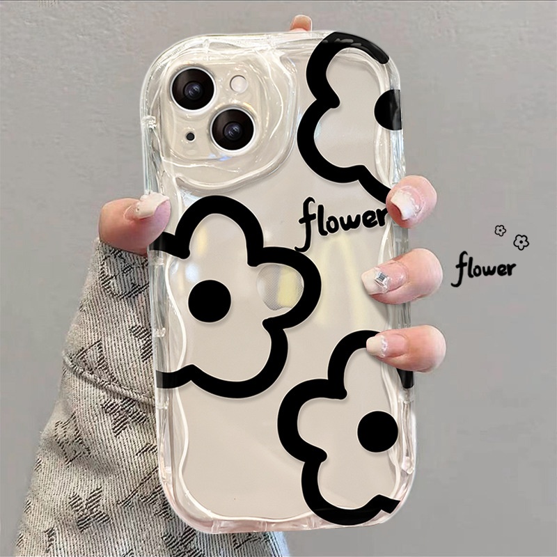 2025适用苹果16promax手机壳简约花朵iPhone13全包14/12mini防摔