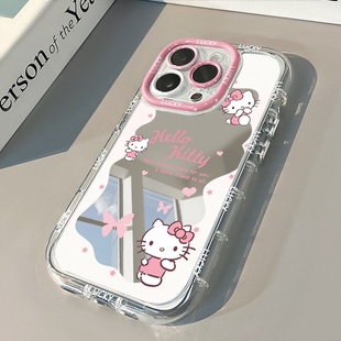 2025适用苹果17镜面phone16promax手机壳蝴蝶kittyi可爱14女12