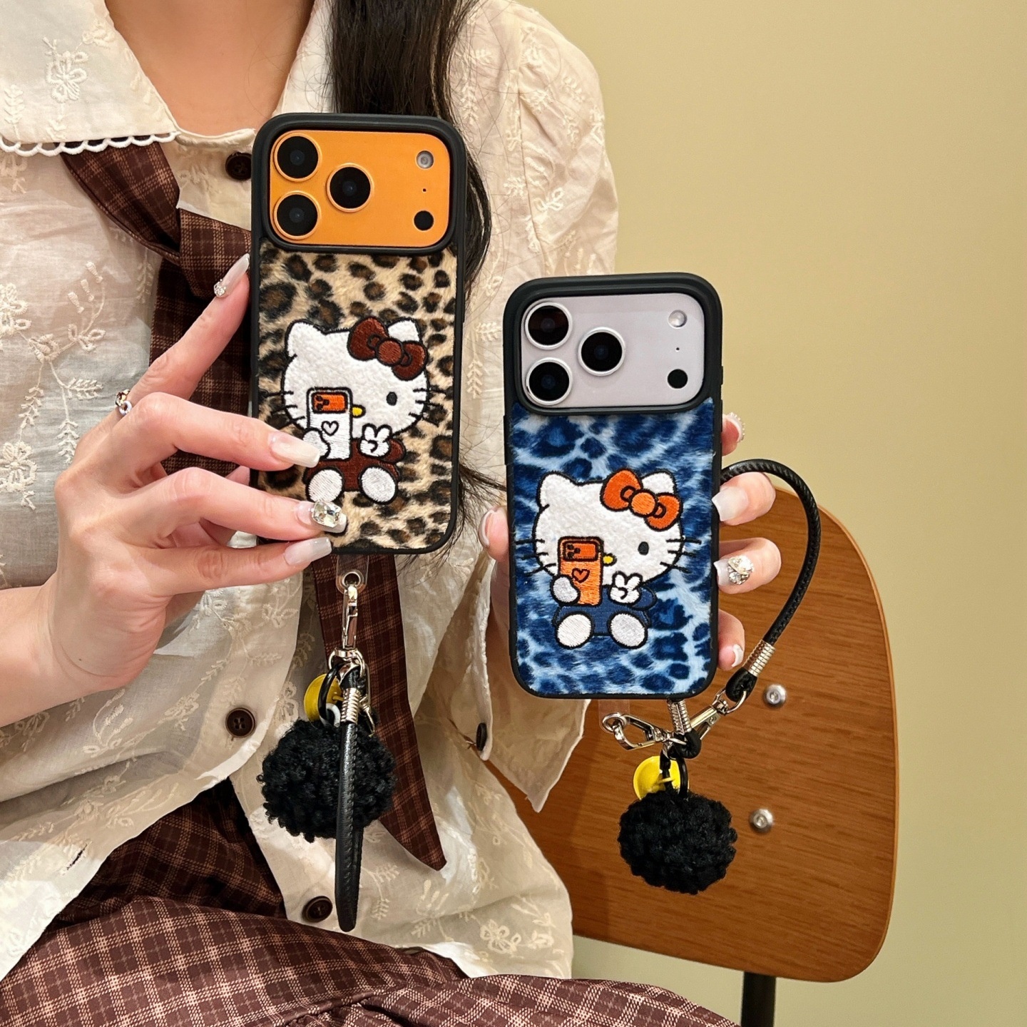 2025刺绣拍照KT适用苹果16promax手机壳iPhone15硅胶14女13/17