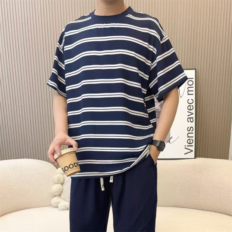 2025夏季新款棉绸短袖短裤套装男