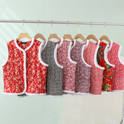 国风马甲秋冬季女士拉链坎肩外穿背心保暖马夹大花袄棉袄上衣