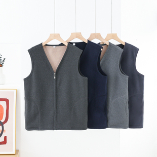 男士 拉链德绒马甲背心加绒保暖外穿坎肩中厚上衣中老年内搭外穿