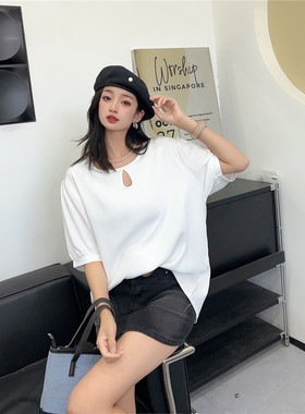 夏季女士棉绸上衣2025新款韩版宽松显瘦人造棉圆领短袖衬衫T恤衫