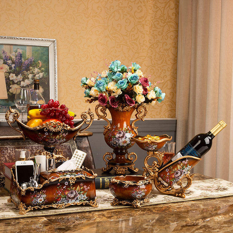 欧式美式家居客厅装饰树脂水果干果盘茶几餐桌储物柜工艺摆件