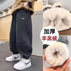 男童冬季加绒加厚羊羔绒裤子儿童一体绒运动卫裤大童冬装新款保暖