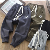 宽松纯棉款 男童加绒裤 潮牌 运动休闲女童时尚 秋冬款 子2024新款 春季