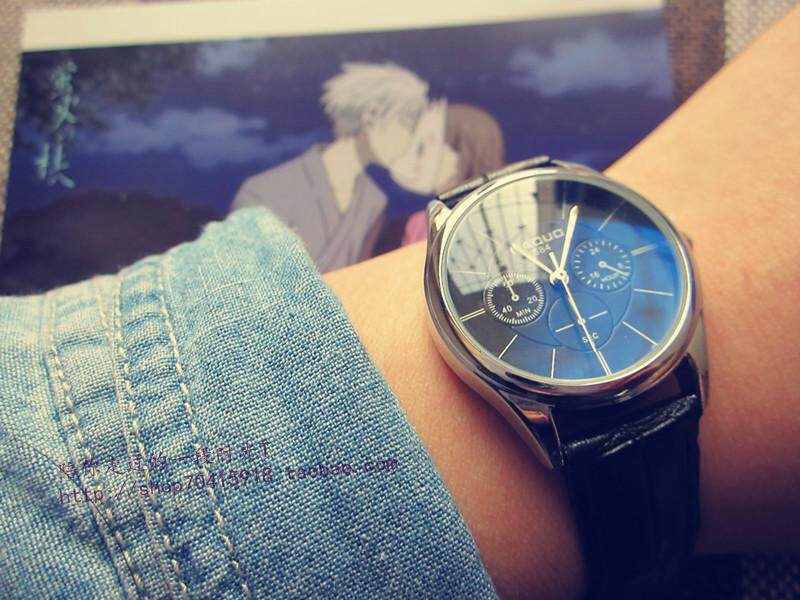 国产复古黑色皮表带情侣手表