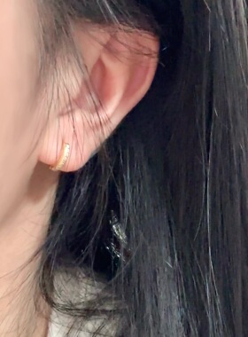 S925镀18K金精致迷你小巧耳圈耳扣女简约高级感ins冷淡风耳环耳饰
