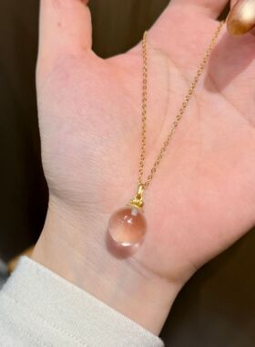 s925纯银新中式净体天然白水晶吊坠莲花项链女小众设计百搭锁骨链