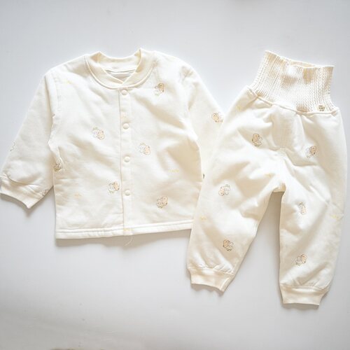 婴儿纯棉套装夹棉款开衫护肚秋冬