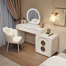 2025新款 中古奶油风梳妆台卧室现代简约实木斗柜收纳柜一体化妆桌