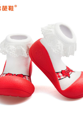 Attipas阿弟葩女宝宝鞋婴儿学步鞋软底春秋季0一1-2岁防掉地板鞋