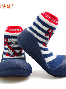 Attipas学步鞋男宝宝春秋季婴儿地板鞋毛线鞋10个月软底室内鞋袜