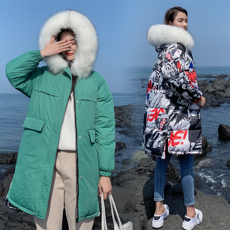Down padded women 2019 new pattern Korean Edition Hooded Two-sided Wear both sides Mid length version thickening Easy cotton-padded jacket coatin the Women's clothing/Boutique , Cotton/Padded  category - from Buy2taobao.com to provide professional Taobao agent buy service