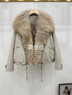 26年狐狸毛大毛领可脱卸真皮草鹅绒休闲女冬季短款羽绒派克服外套