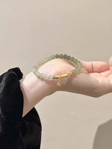 和田玉手链节节高升竹节叶手串
