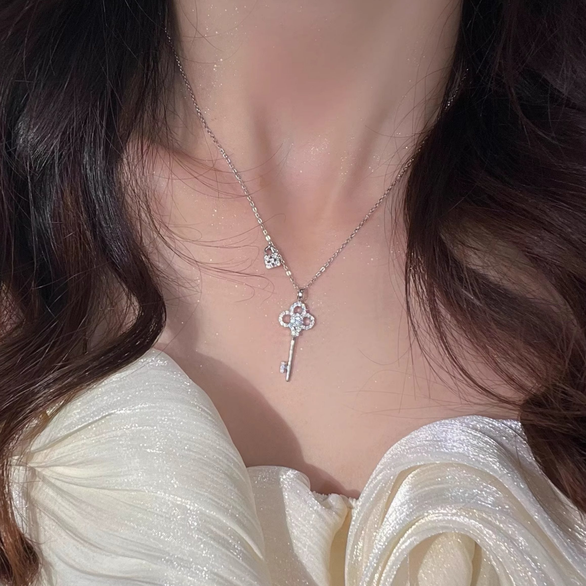 925纯银钥匙锁头项链女轻奢小众高级感锁骨链2025新款潮颈链配饰
