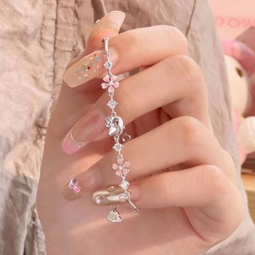 S925纯银HelloKitty樱花手链女轻奢小众甜美凯蒂猫手饰礼物送女友