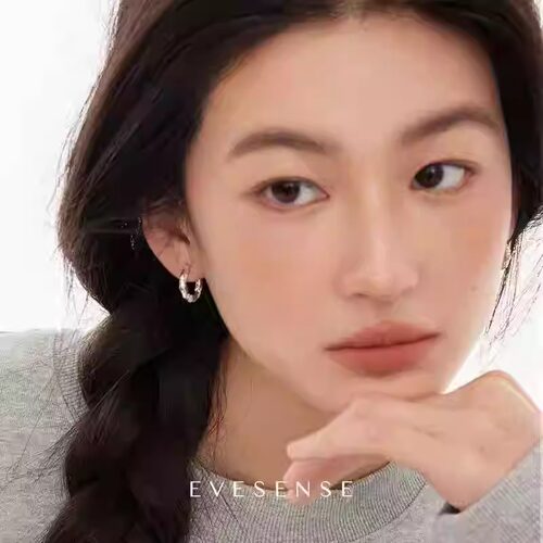 银色仿破碎镶钻圈圈耳钉女气质轻奢高级感耳环日常简约素圈耳饰品