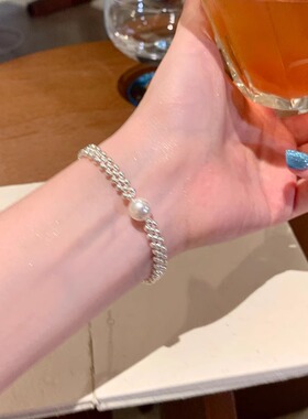 S925纯银珍珠手链女2024年新款轻奢小众精致高颜值学生党串珠手饰