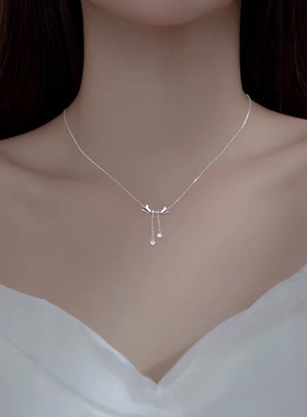 925纯银流苏蝴蝶项链女轻奢小众