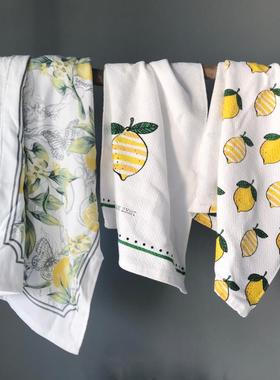 出美国大号擦手巾家事巾纯棉吸水装饰毛巾垫布盖布柠檬印花猫狗