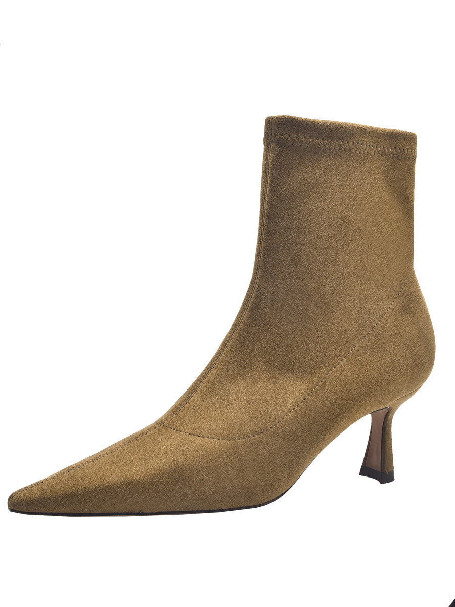 EUROPEAN STATION WOMENS SHOES 2024 AUTUMN AND WINTER NEW EUROPEAN POINTED TOE STILETTO HEELED BOOTS STRETCH CLOTH THIN FASHION BOOTS