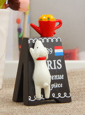 卡通创意立体树脂小狗爬小花广告牌园艺多肉花插插件居家装饰