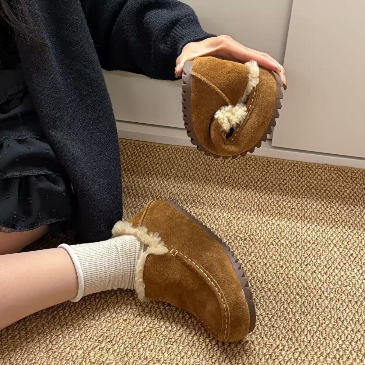 欧货女鞋爆款磨砂皮加绒勃肯鞋女