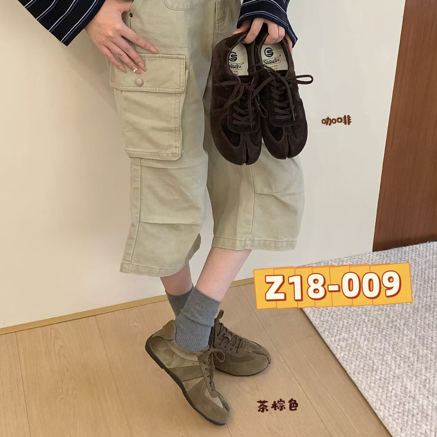 首谷女鞋超火爆款复古分趾德训鞋