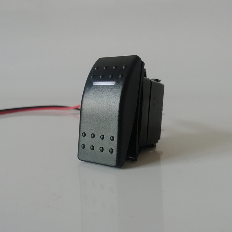 汽车开关12V24V通用改装两档自锁船形翘板单杠白光灯翘班按键新品