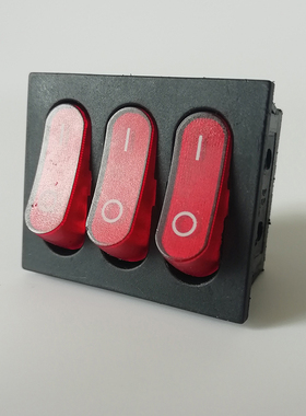 机械电器设备改装3位组合IO开关220V带灯红色插拔式接线船形新品