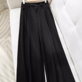 U16343 慵懒风设计感休闲西装 宽松高腰垂感阔腿裤 裤 拖地裤 女