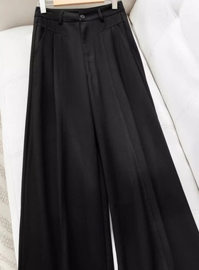 慵懒风设计感休闲西装裤女 宽松高腰垂感阔腿裤拖地裤U16343