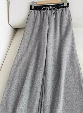 婴儿绒加厚慵懒风抽绳休闲裤女 日常时尚简约阔腿裤U08823