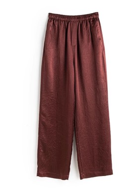 垂坠质感醋酸！百搭纯色立体压皱肌理高腰阔腿休闲裤U05428