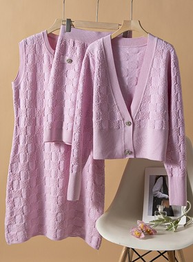 含羊毛连衣裙+开衫+半身裙三件套 J00612+L00812+M14112