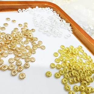 14k包金保色风火轮车轮隔片隔珠飞碟5mm水晶diy手工串珠散珠垫片