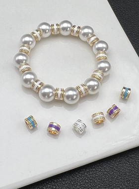 强保色珐琅彩色小蛮腰路路通大孔径隔珠 桶珠手工串珠DIY饰品配件