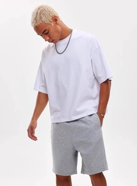 SGC美式Boxy短宽款280g重磅纯棉短袖T恤宽松圆领男女基础短款上衣