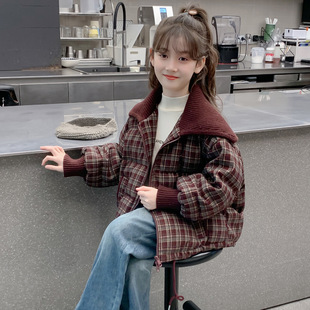 女童格子羽绒服冬季2025新款儿童冬装洋气时髦保暖女大童棉服外套