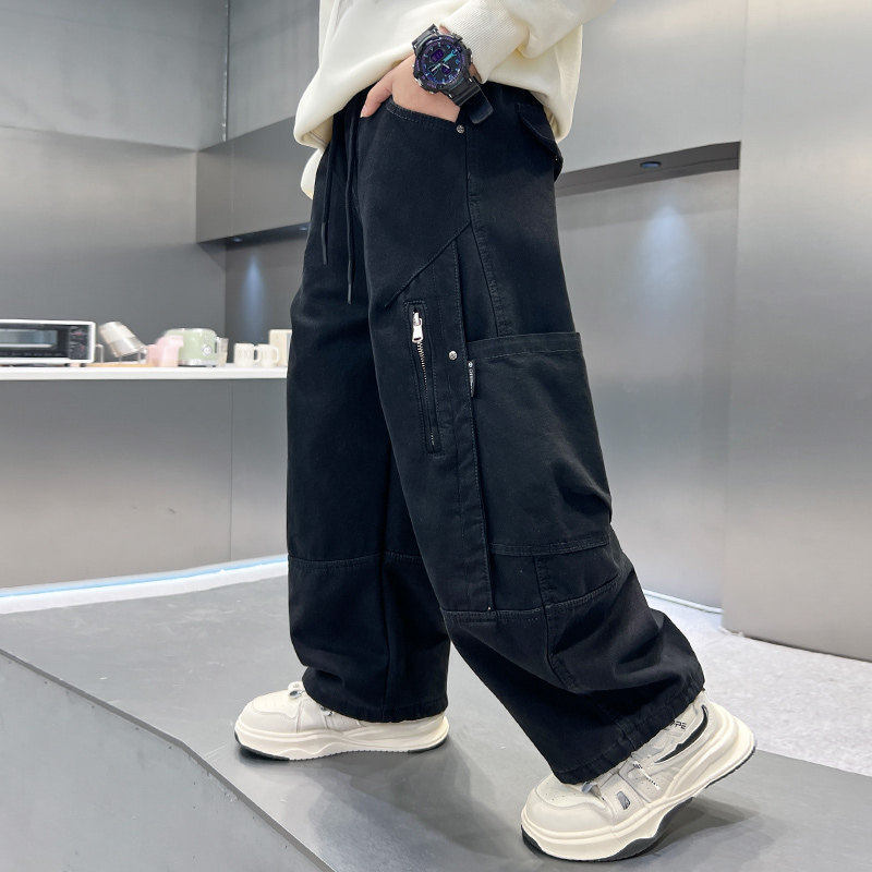 男童工装裤子春秋款2026新款痞帅风春季中大儿童春装男孩休闲长裤